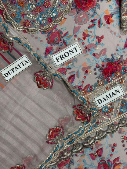 CHARIZMA EMBROIDERED CHIFFON  - 3 PC UNSTITCHED
