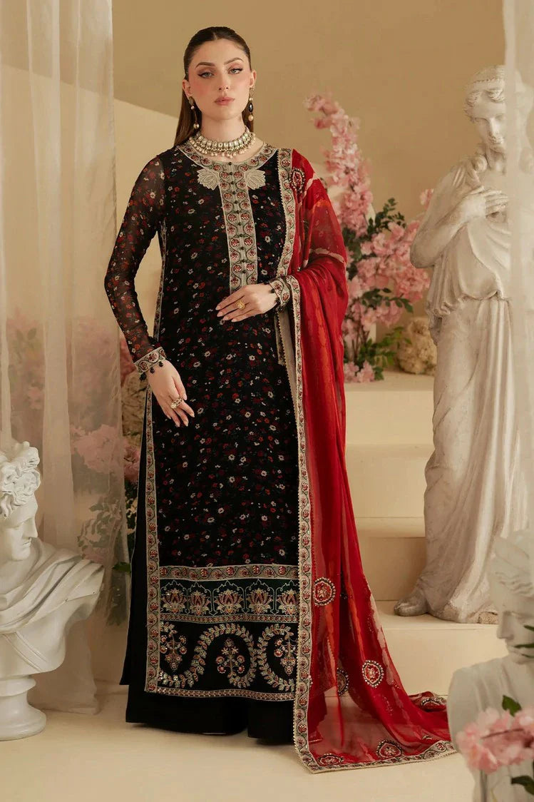 NUREH PRINTED EMBROIDERED CHIFFON - 3 PC UNSTITCHED