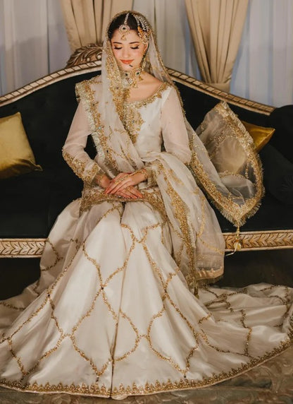 EMBROIDERED CHIFFON BRIDAL GHARARA - 3 PC UNSTITCHED