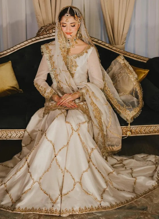 EMBROIDERED CHIFFON BRIDAL GHARARA - 3 PC UNSTITCHED