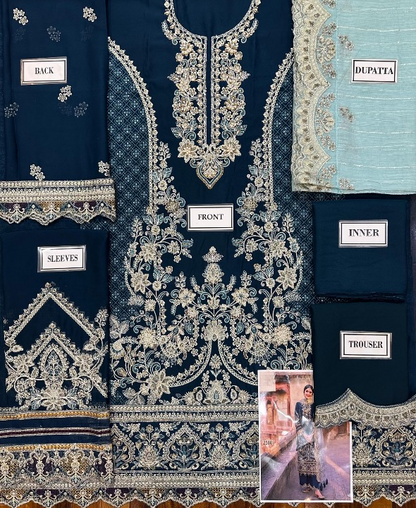 IMROZIA LUXURY EMBROIDERED CHIFFON - 3 PC UNSTITCHED