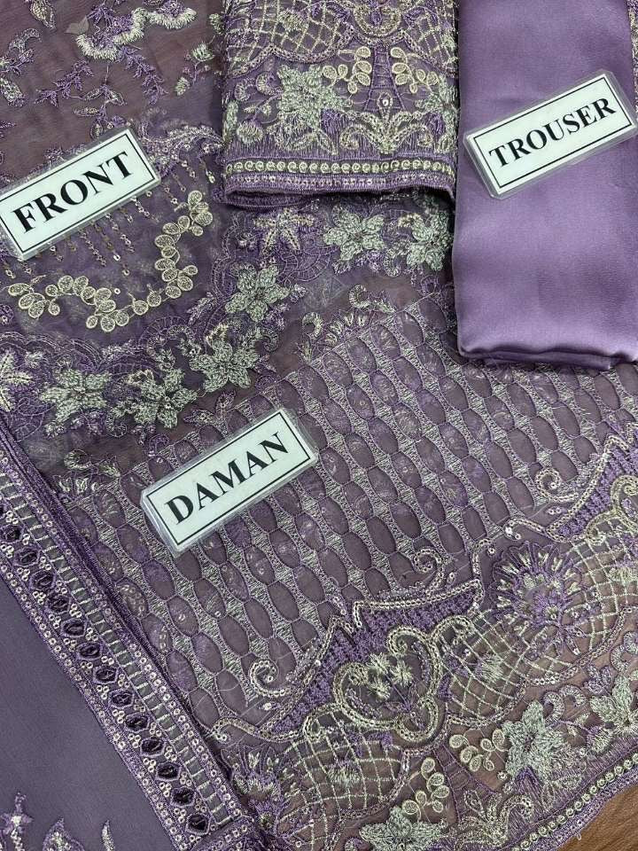 LAVISH LUXURY WEDDING EMBROIDERED CHIFFON - 3 PC UNSTITCHED