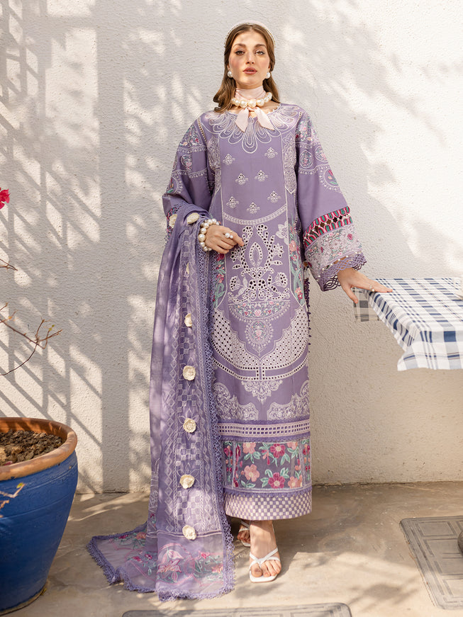 BIN ILYAS SHIFFLI EMBROIDERED COTTON - 3 PC UNSTITCHED
