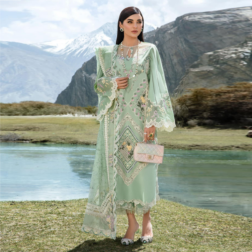 CRIMSON LUXURY CHIKANKARI EMBROIDERED LAWN - 3 PC UNSTITCHED