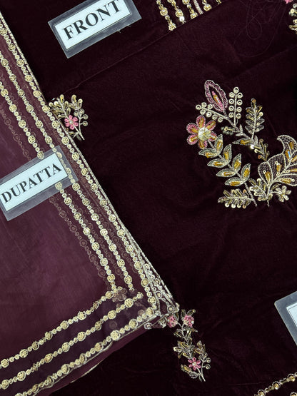 CHARIZMA LUXURY EMBROIDERED VELVET - 3 PC UNSTITCHED
