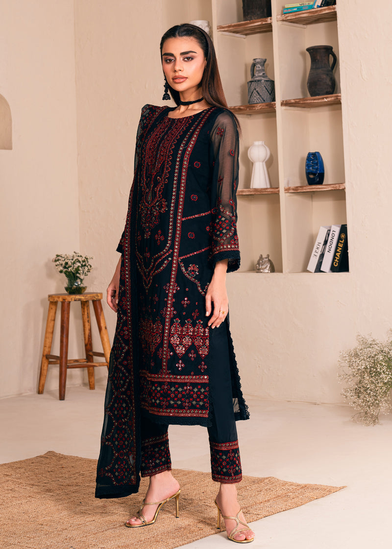 NOORMA KAMAL LUXURY EMBROIDERED CHIFFON - 3 PC UNSTITCHED