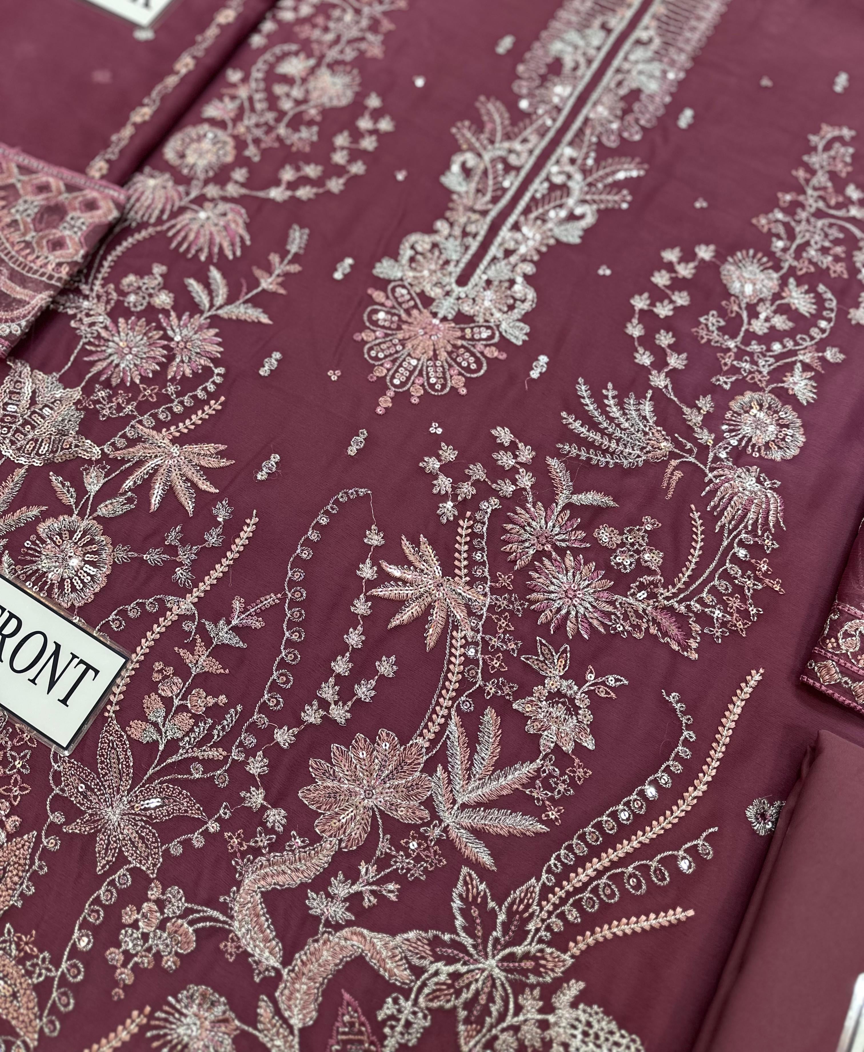 RAMSHA LUXURY EMBROIDERED CHIFFON - 3 PC UNSTITCHED