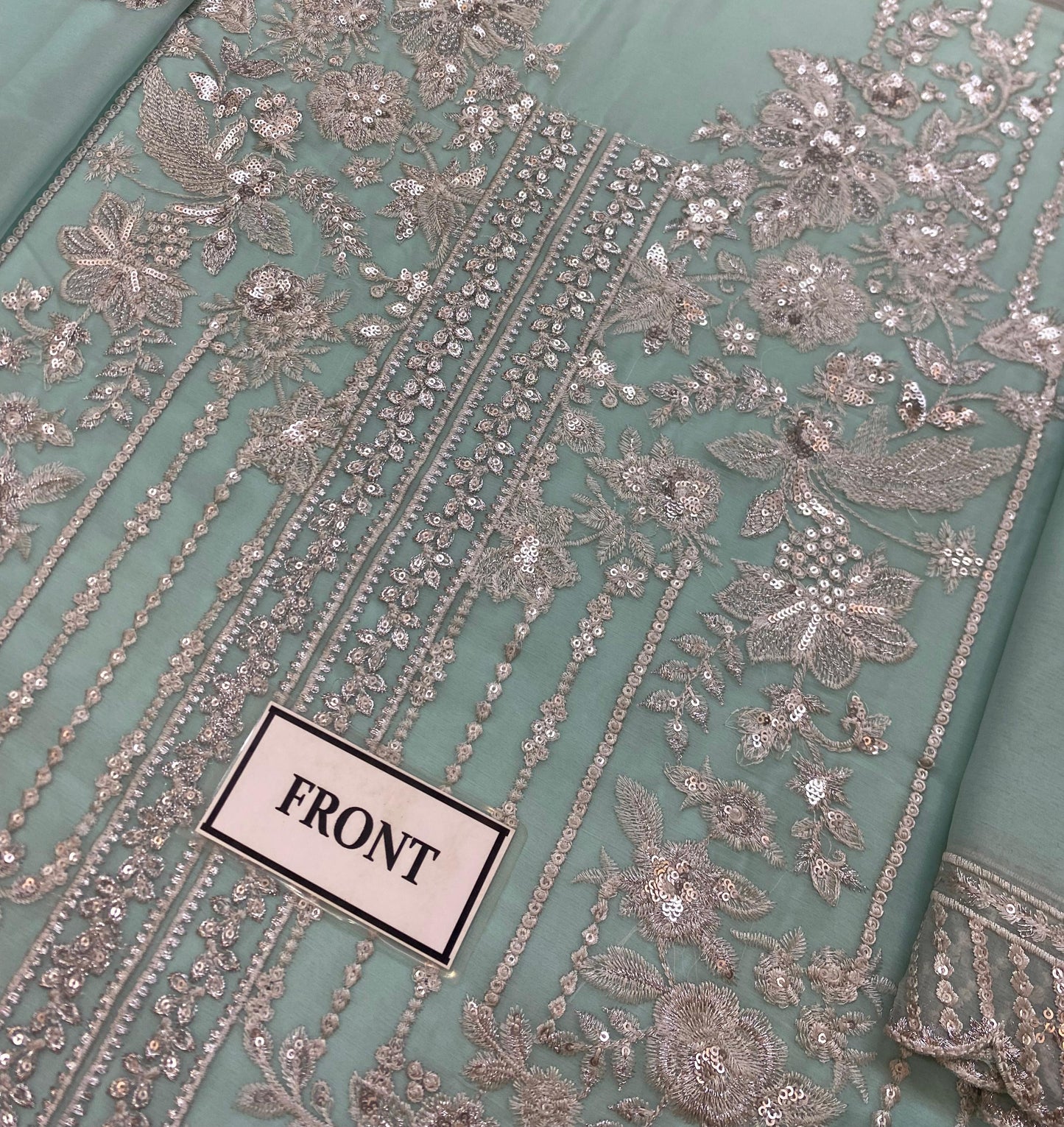 AZURE EMBROIDERED SEMI PURE CHIFFON - 3 PC UNSTITCHED