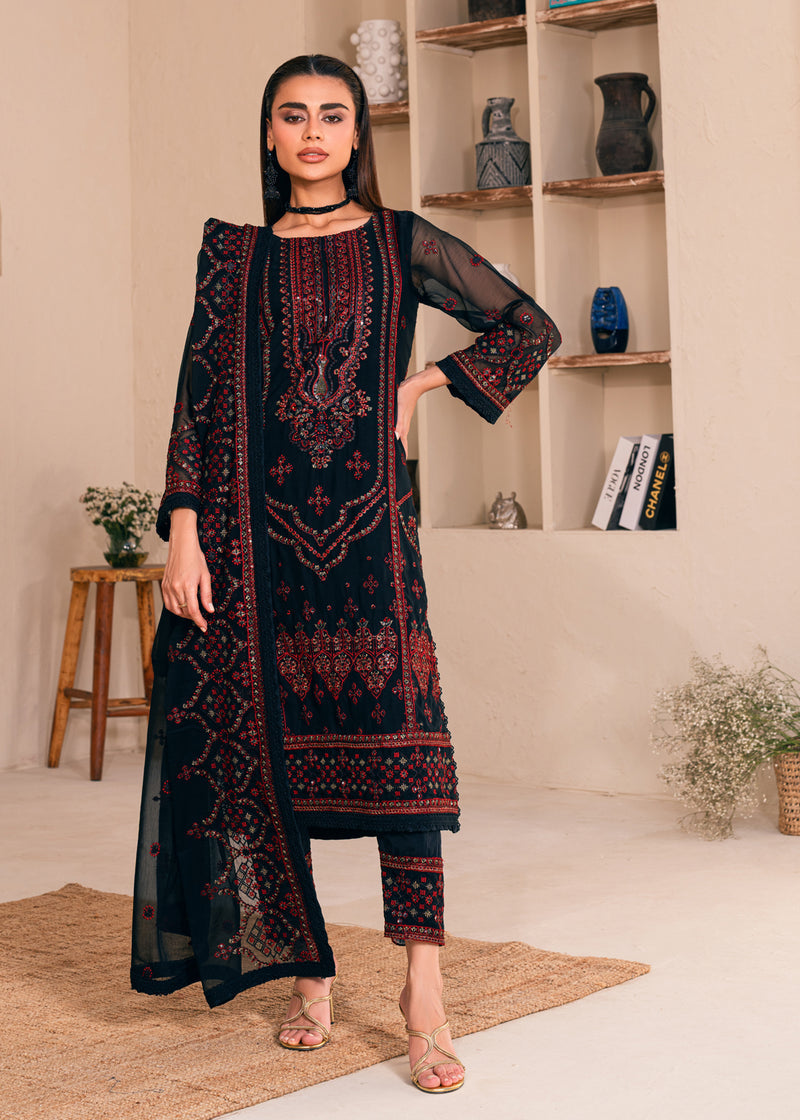 NOORMA KAMAL LUXURY EMBROIDERED CHIFFON - 3 PC UNSTITCHED