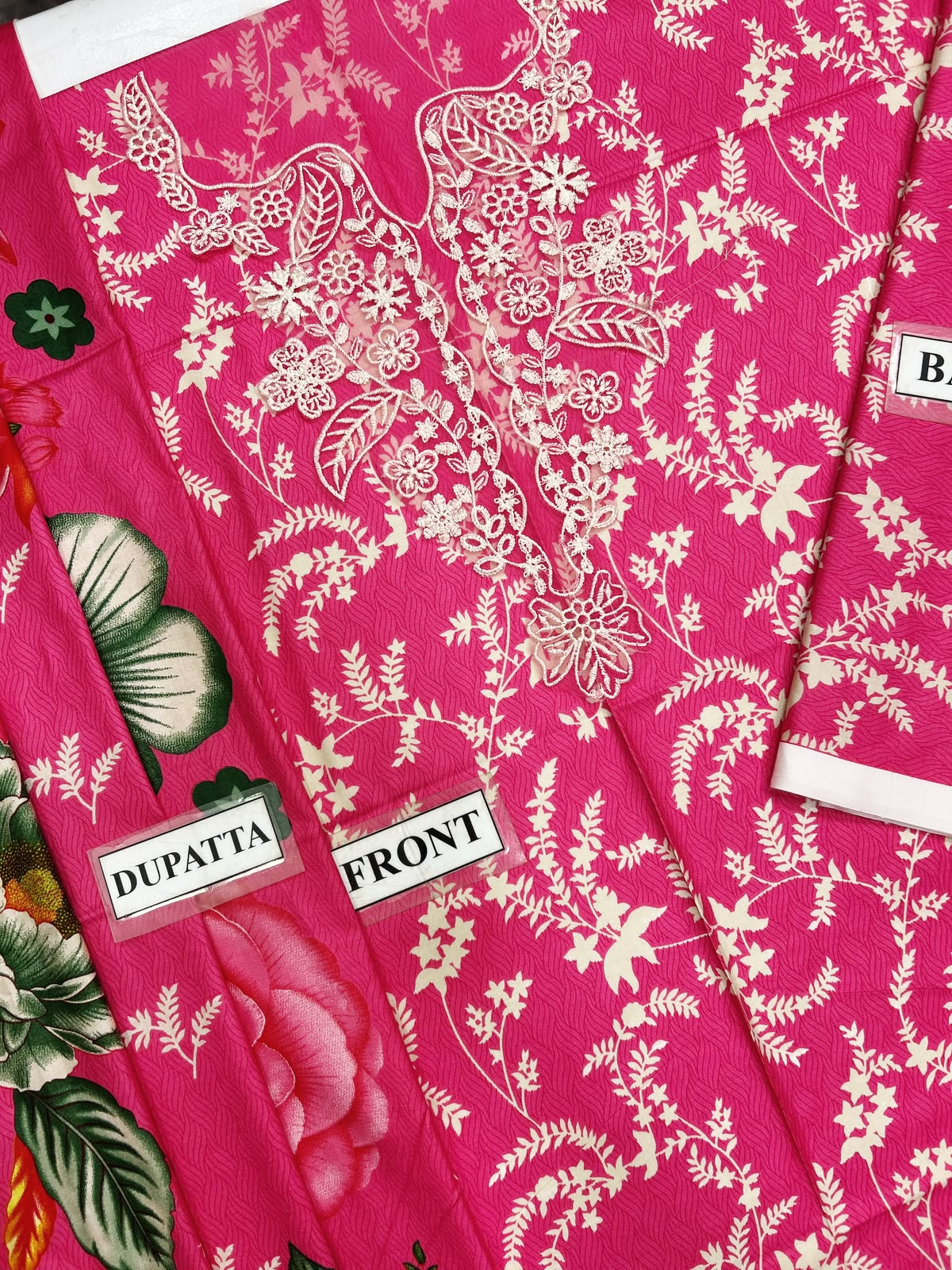YARDS PRINTED EMBROIDERED LINEN DRESS - 3 PC UNSTITCHED