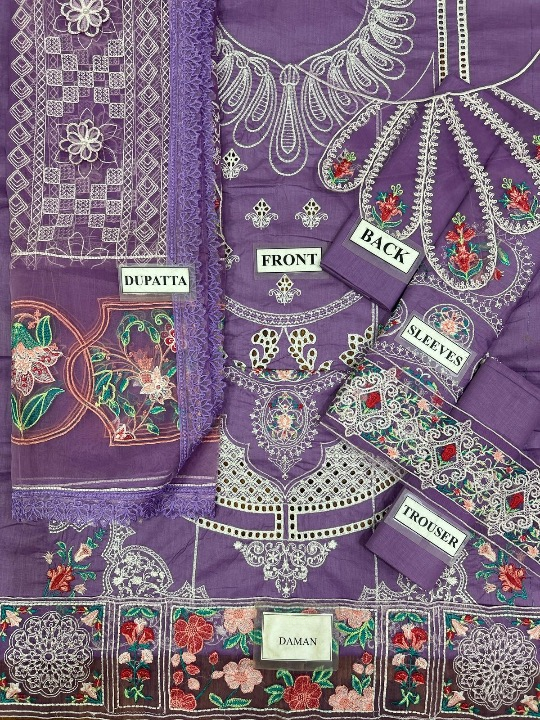 BIN ILYAS SHIFFLI EMBROIDERED COTTON - 3 PC UNSTITCHED