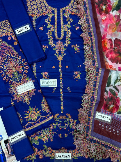 HUSSAIN REHAR LUXURY EMBROIDERED LAWN - 3 PC UNSTITCHED