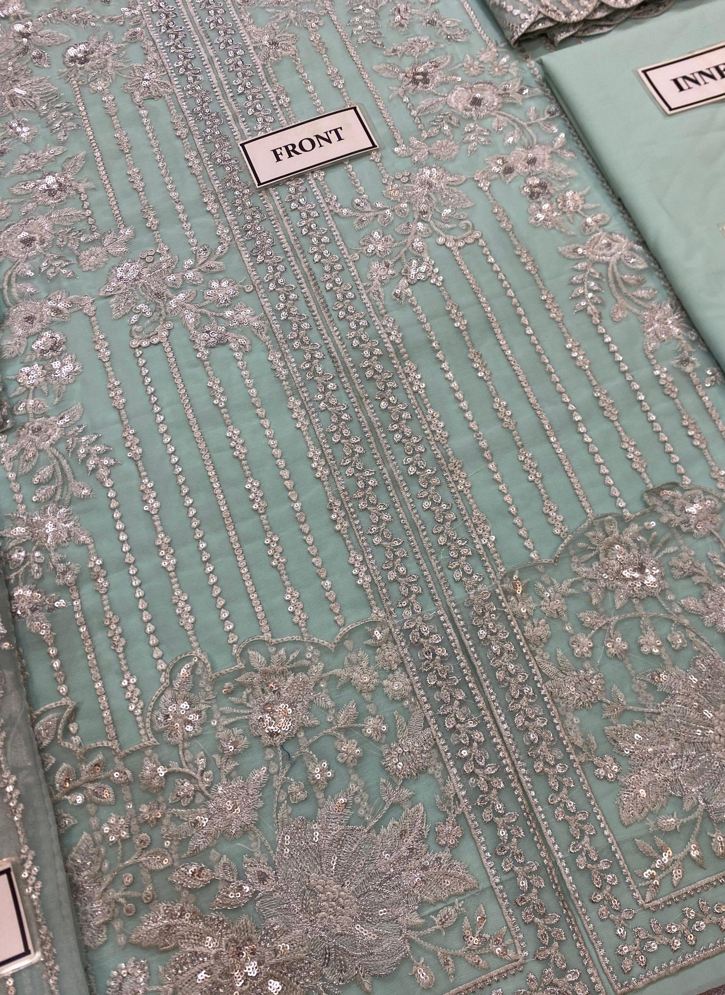 AZURE EMBROIDERED SEMI PURE CHIFFON - 3 PC UNSTITCHED