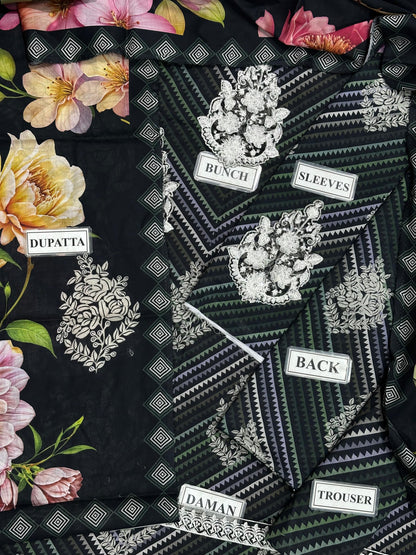 MARIA B FORMALS PRINTED EMBROIDERED LAWN - 3 PC UNSTITCHED
