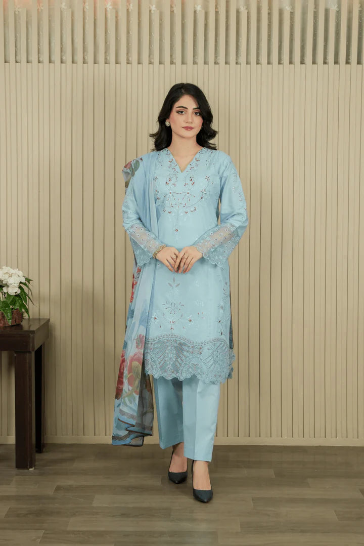 HOORAINS PRET EMBROIDERED COTTON - 3 PC STITCHED
