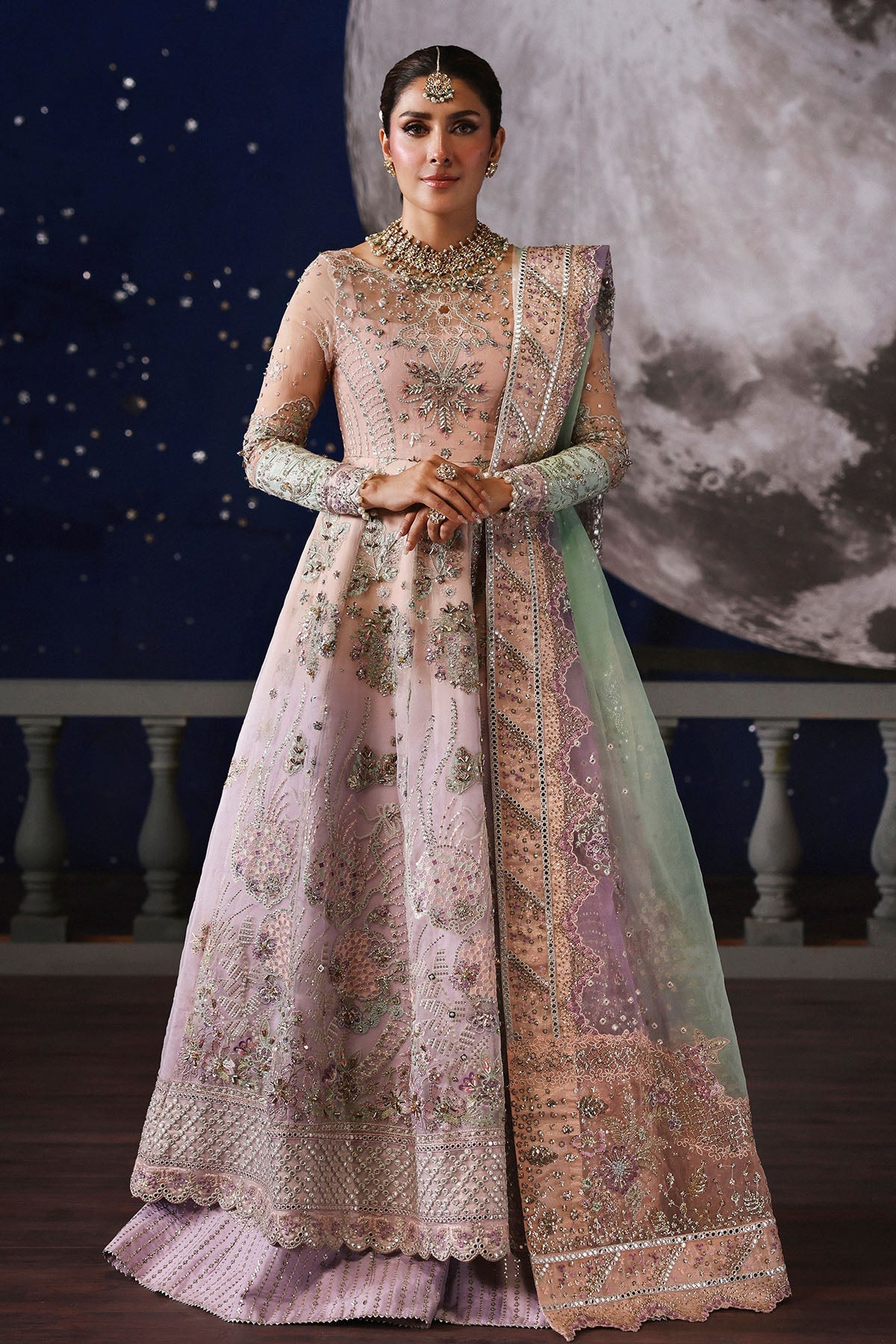NUREH LUXURY EMBROIDERED ORGANZA MAXI - 3 PC UNSTITCHED