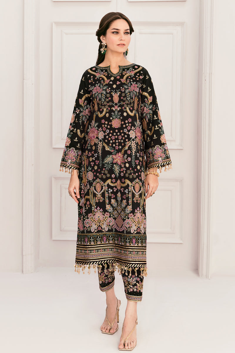 BAROQUE LUXURY EMBROIDERED NET - 3 PC UNSTITCHED