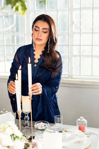 AZURE EMBROIDERED CHIFFON - 3 PC UNSTITCHED