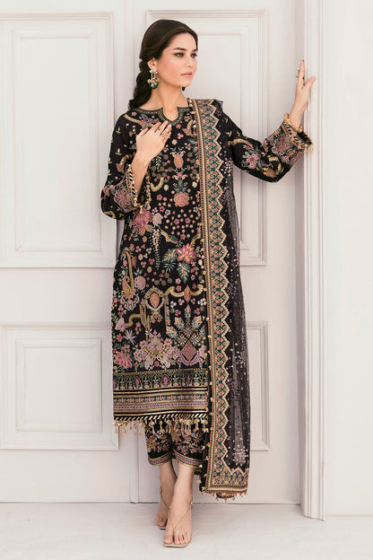 BAROQUE LUXURY EMBROIDERED NET - 3 PC UNSTITCHED