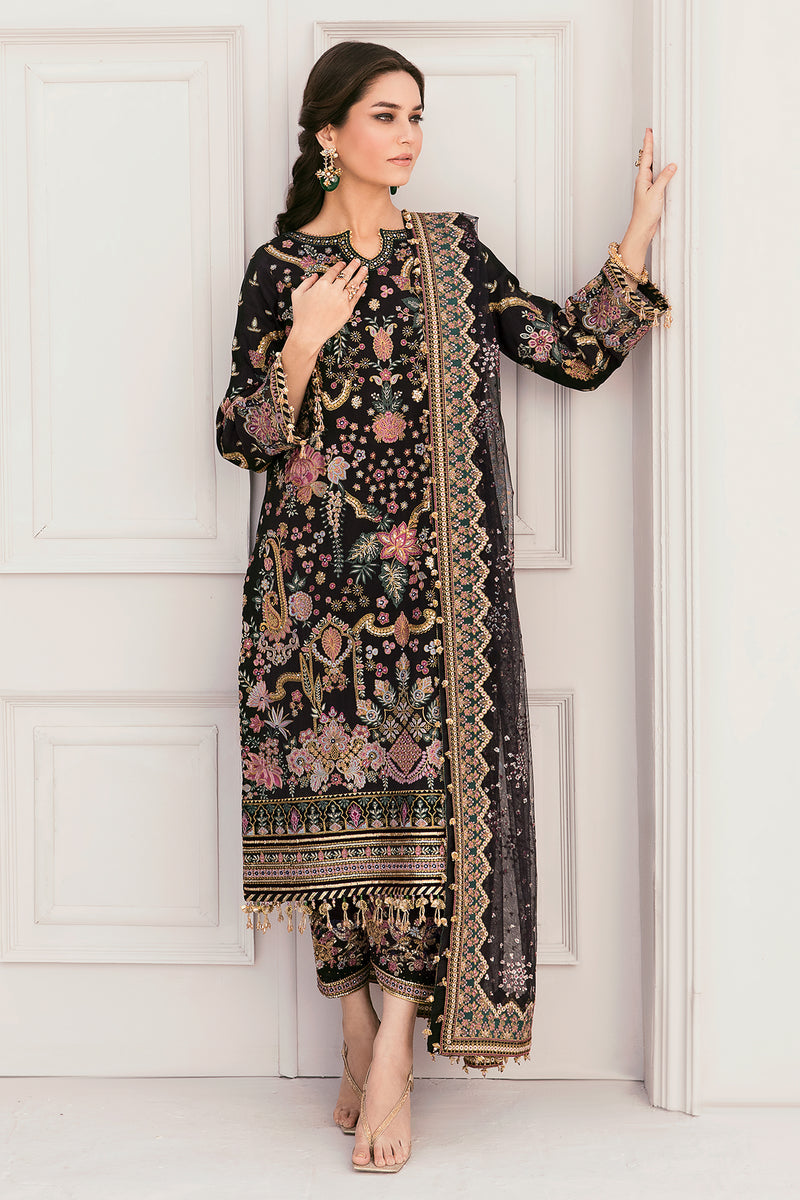 BAROQUE LUXURY EMBROIDERED NET - 3 PC UNSTITCHED