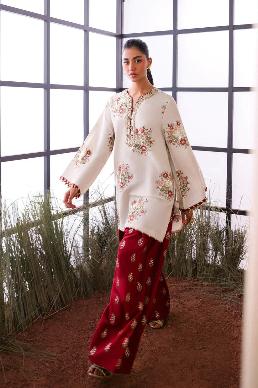 ETHNIC LUXURY RAW SILK EMBROIDERED HANDMADE - 3 PC UNSTITCHED