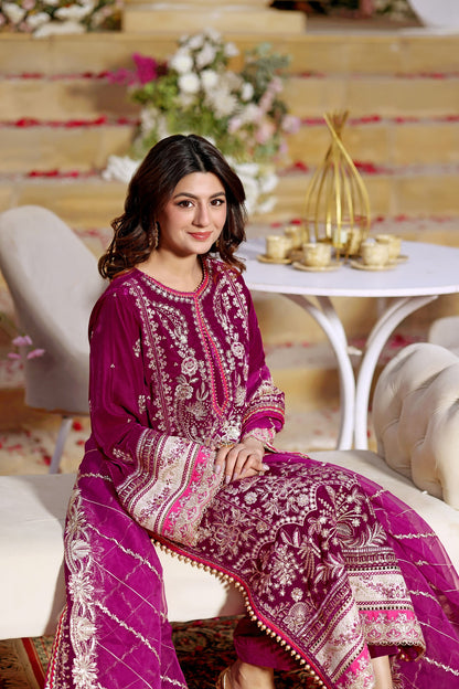 EMBROIDERED VELVET DRESS - 3 PC UNSTITCHED