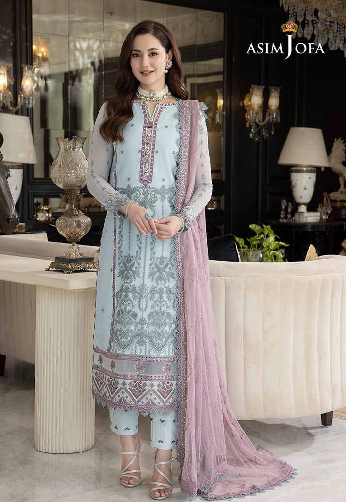 ASIM JOFA EMBROIDERED CHIFFON DRESS - 3 PC UNSTITCHED