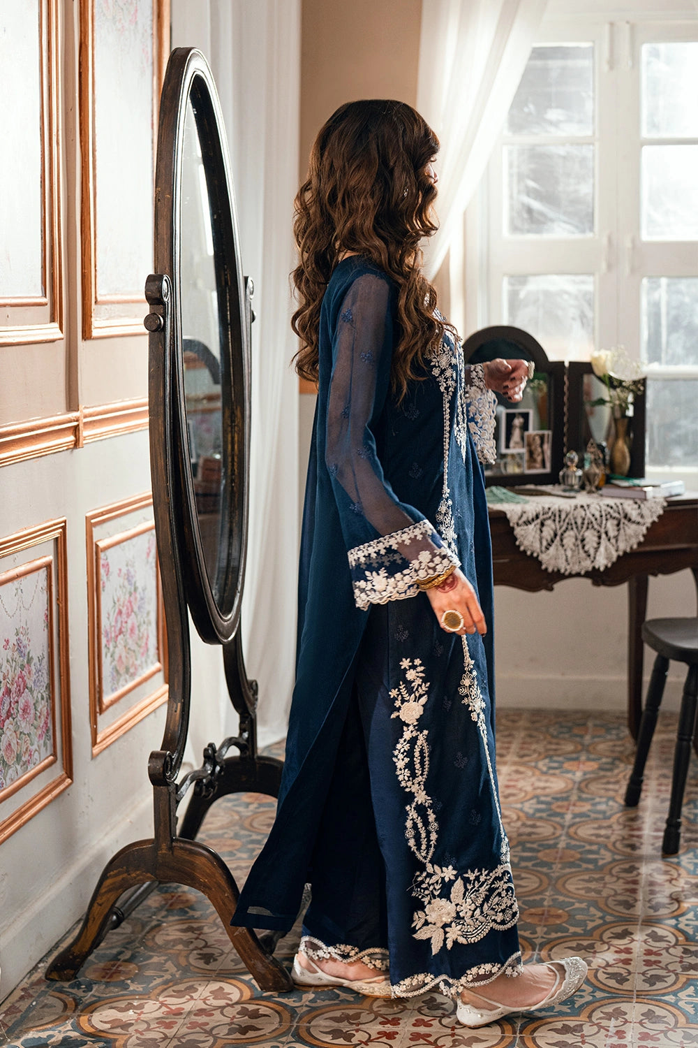 AZURE EMBROIDERED CHIFFON - 3 PC UNSTITCHED