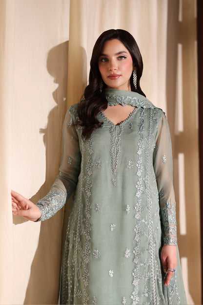 AZURE EMBROIDERED CHIFFON DRESS - 3 PC UNSTITCHED