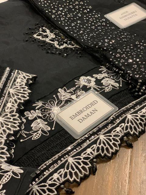 FARAH TALIB AZIZ EMBROIDERED HANDMADE ORGANZA - 3 PC UNSTITCHED