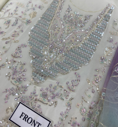KANWAL MALIK EMBROIDERED SEMI PURE CHIFFON - 3 PC UNSTITCHED