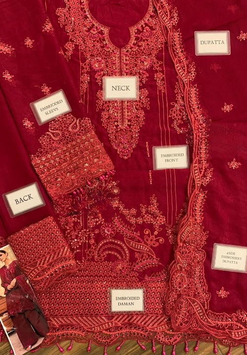 QALAMKAR LUXURY EMBROIDERED CHIFFON - 3 PC UNSTITCHED