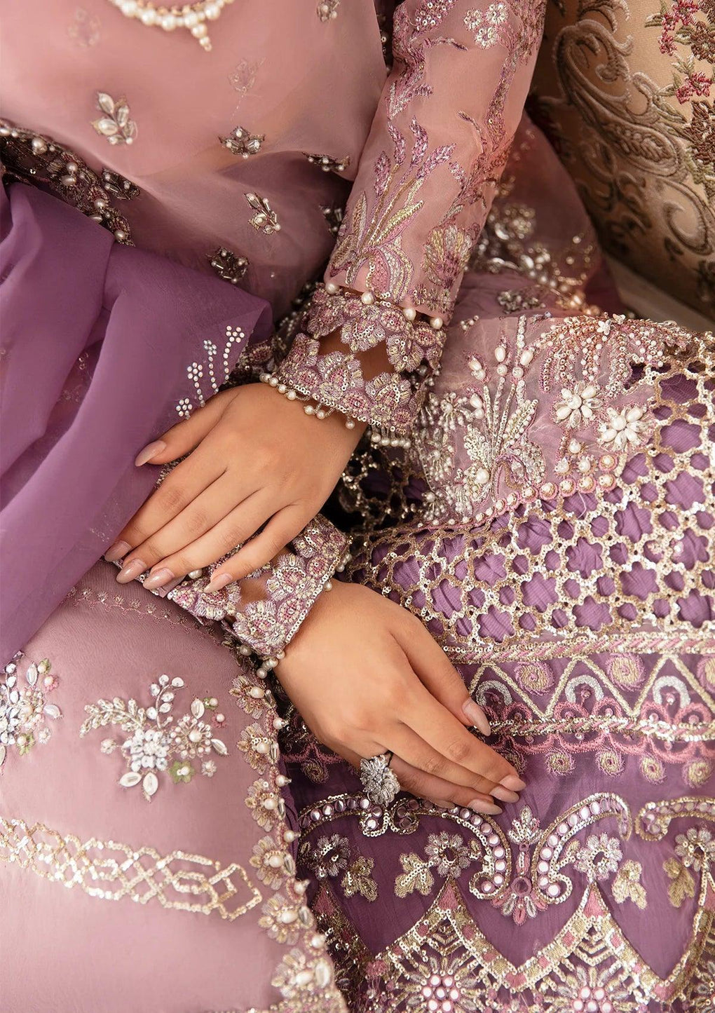 ELAF LUXURY EMBROIDERED ORGANZA HANDWORK - 3 PC UNSTITCHED