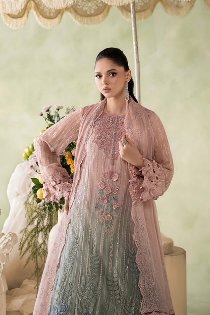 MARIA B EMBROIDERED CHIFFON WEDDING DRESS - 3 PC UNSTITCHED
