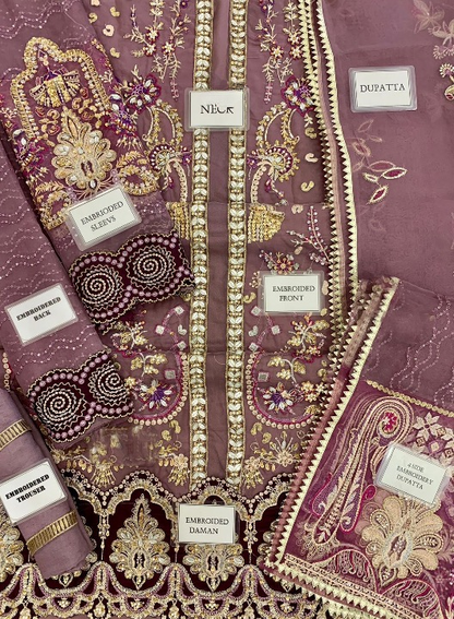 ELAF LUXURY EMBROIDERED HANDWORK ORGANZA - 3 PC UNSTITCHED