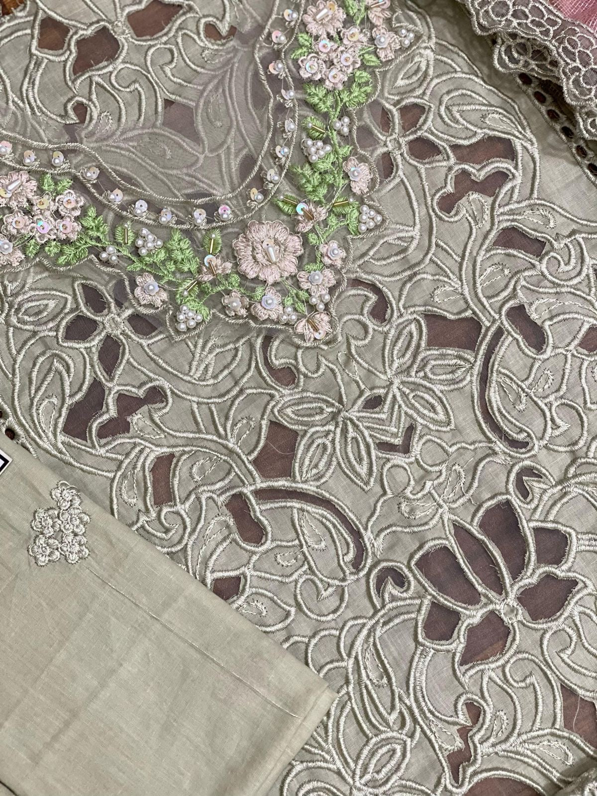 SARDINIA CHIKANKARI LASER EMBROIDERED LAWN - 3 PC UNSTITCHED