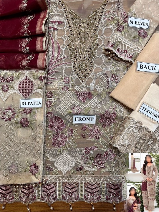 RAMSHA EMBROIDERED ORGANZA - 3 PC UNSTITCHED