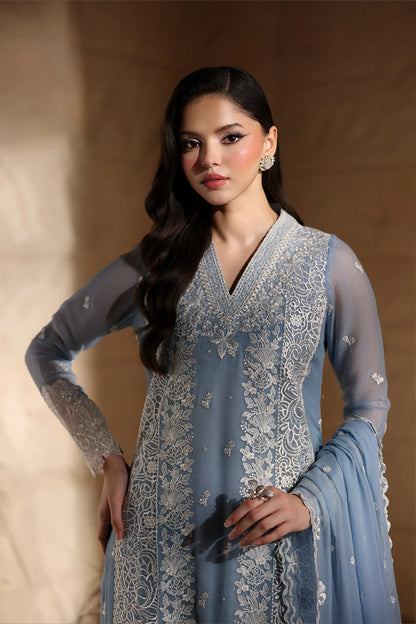 AZURE LUXURY EMBROIDERED CHIFFON - 3 PC UNSTITCHED