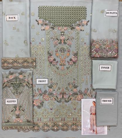 BAROQUE LUXURY EMBROIDERED CHIFFON - 3 PC UNSTITCHED