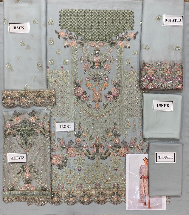 BAROQUE LUXURY EMBROIDERED CHIFFON - 3 PC UNSTITCHED