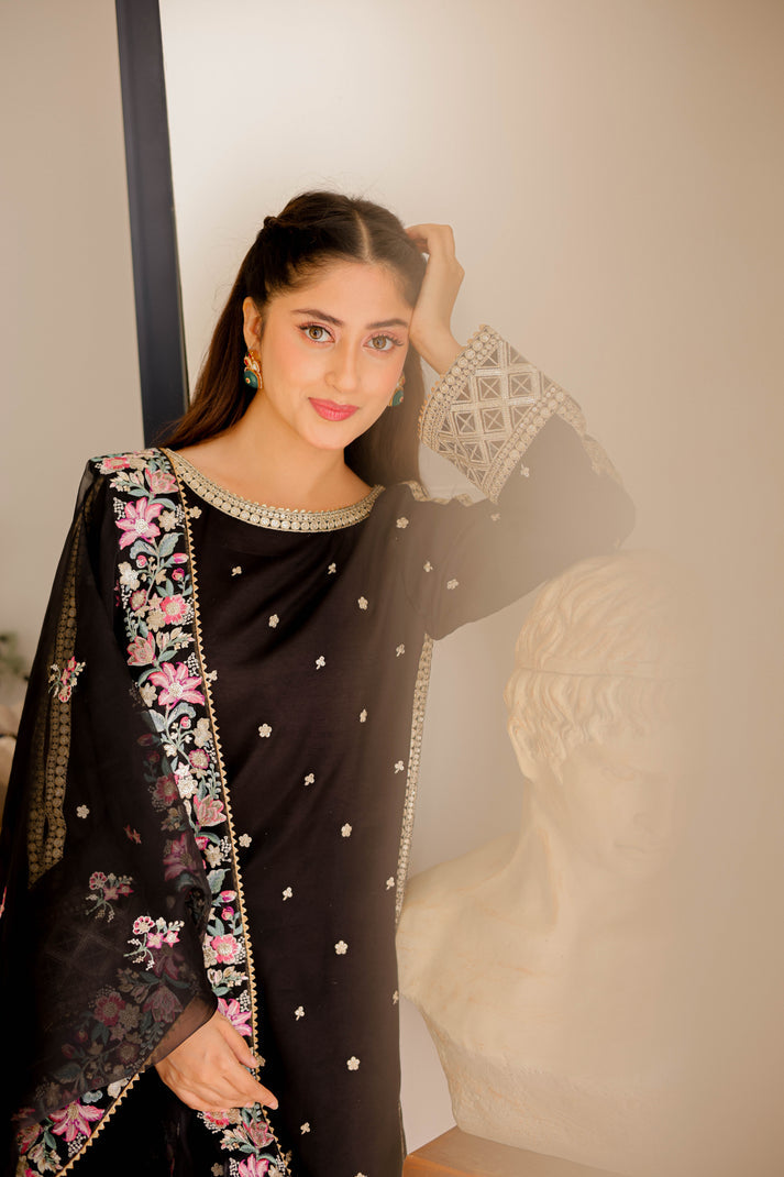 ANEELA’S EMBROIDERED RAW SILK - 3 PC UNSTITCHED