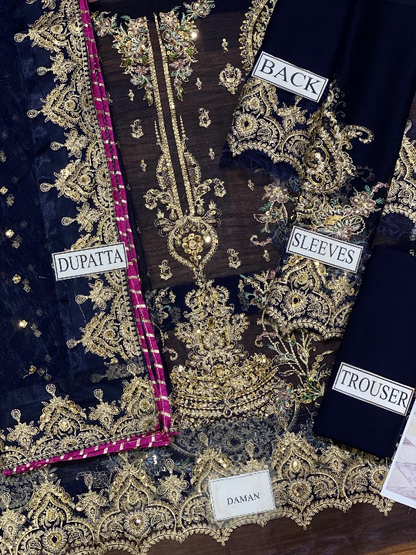 CHARIZMA LUXURY EMBROIDERED CHIFFON - 3 PC UNSTITCHED