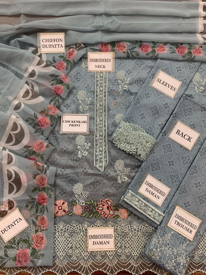 NOOR BY SADIA ASAD EMBROIDERED LAWN - 3 PC UNSTITCHED