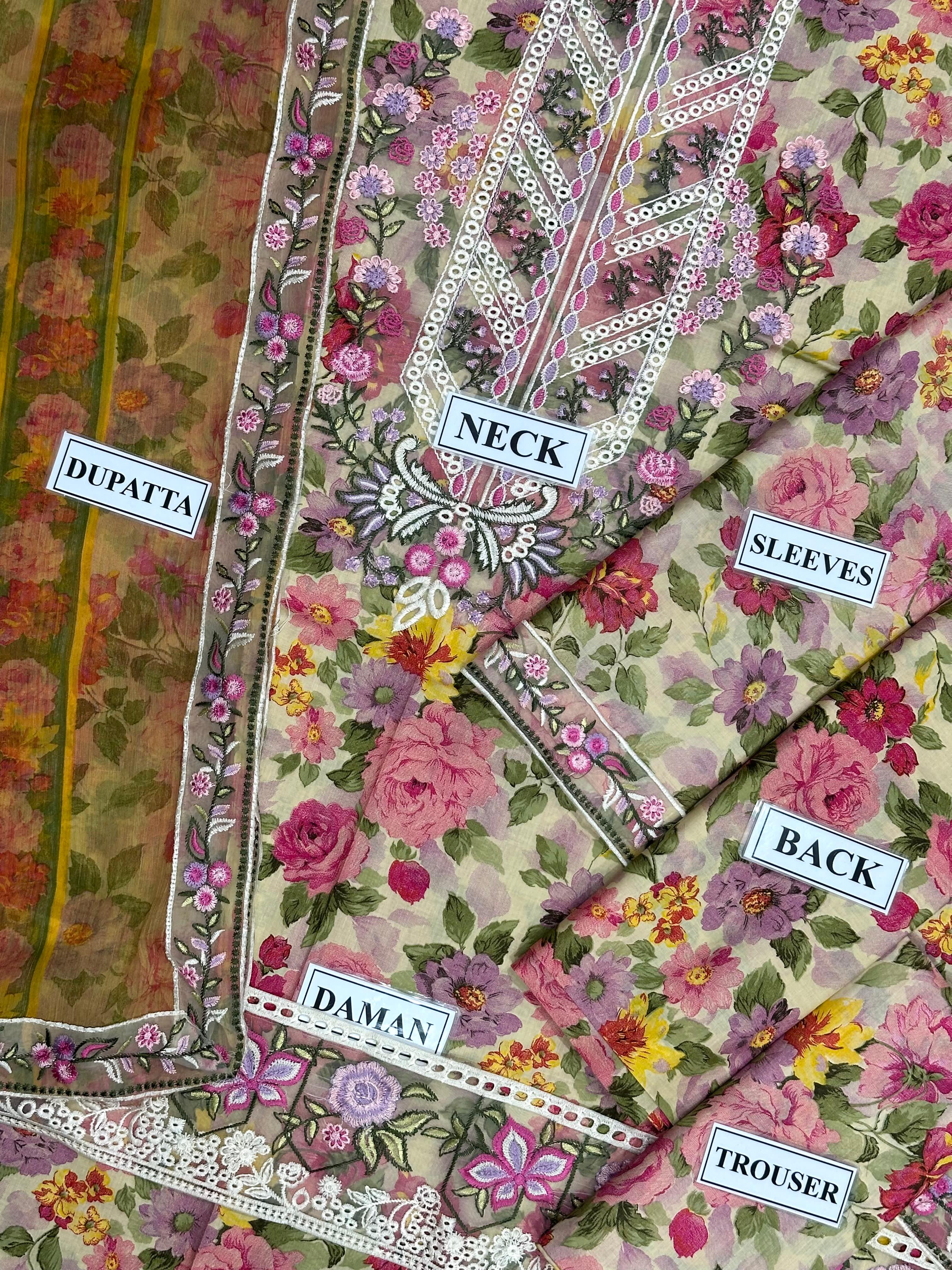 ANEELA’S DIGITAL PRINTED EMBROIDERED LAWN - 3 PC UNSTITCHED