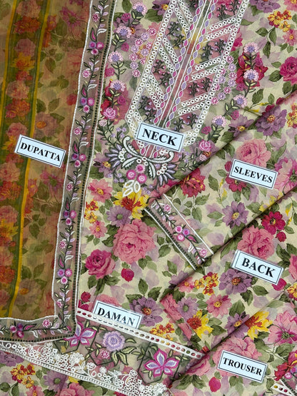 ANEELA’S DIGITAL PRINTED EMBROIDERED LAWN - 3 PC UNSTITCHED