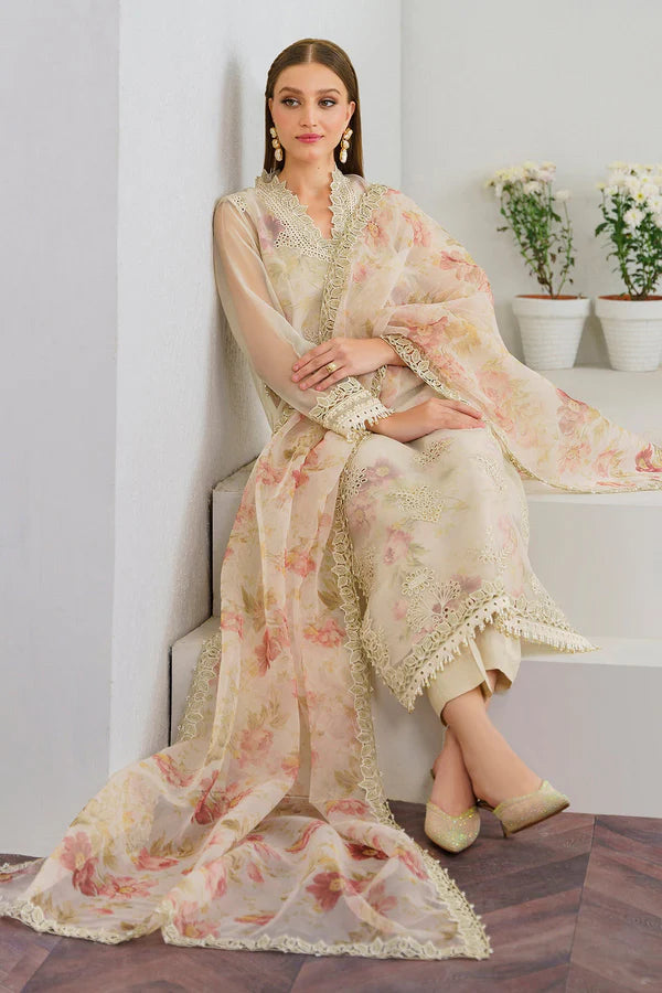 BAROQUE EMBROIDERED ORGANZA - 3 PC UNSTITCHED