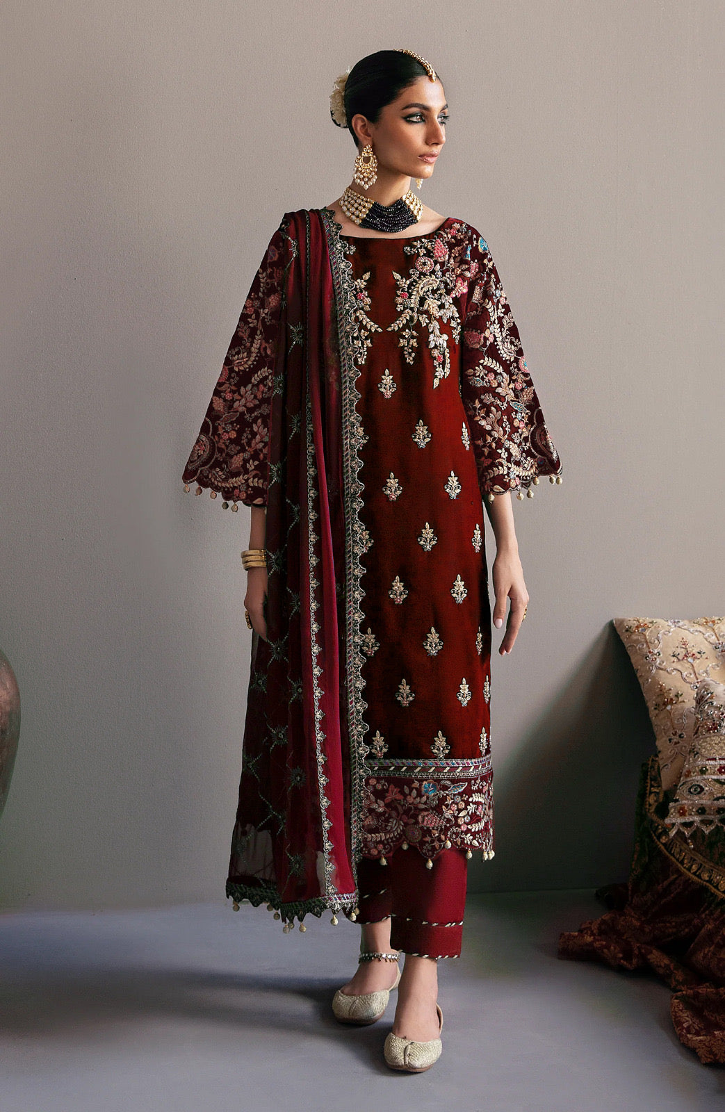 EMAAN ADEEL LUXURY EMBROIDERED VELVET - 3 PC UNSTITCHED
