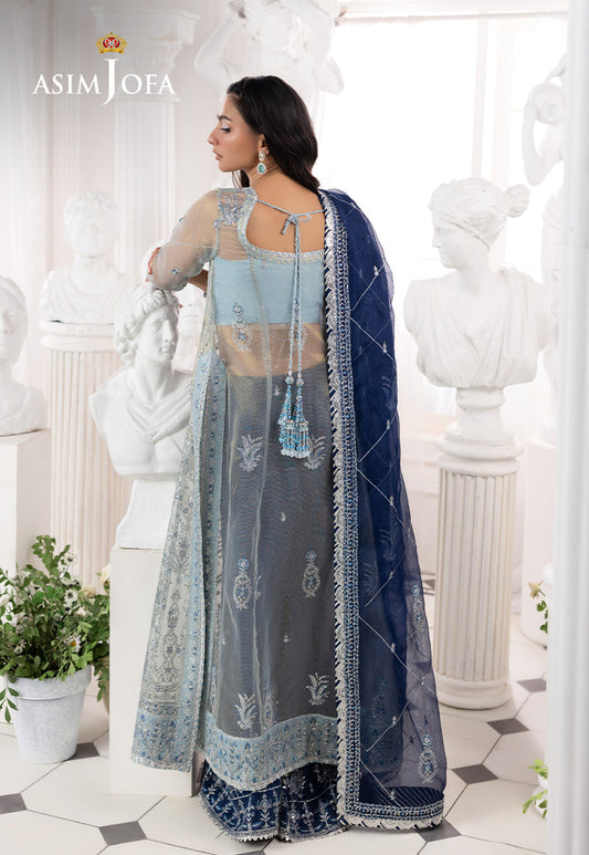 ASIM JOFA EMBROIDERED NET - 3 PC UNSTITCHED