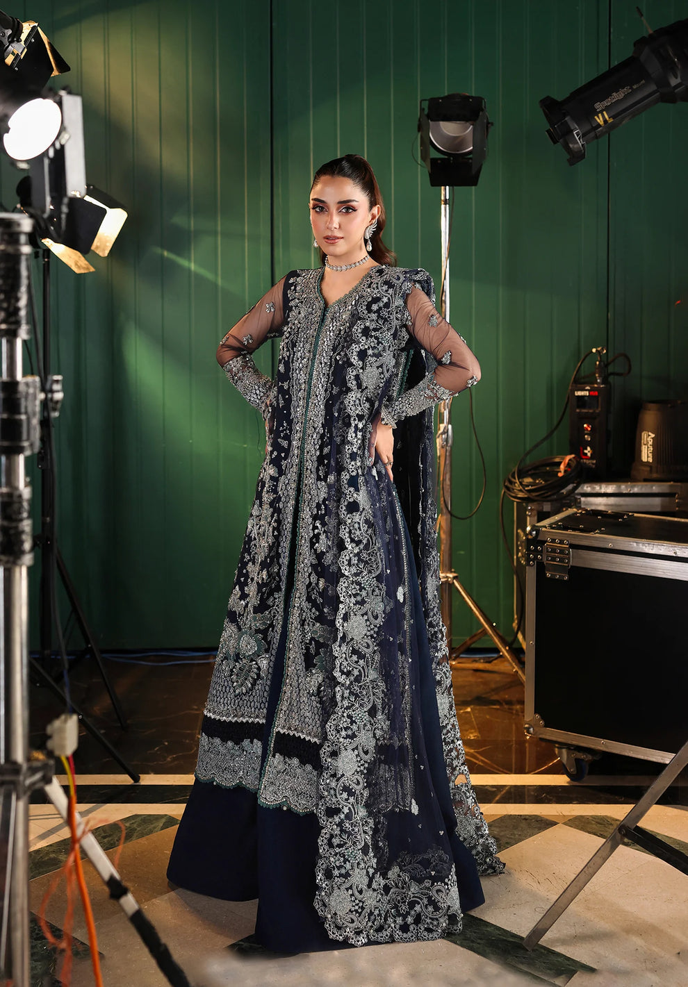 ELAF PREMIUM LUXURY EMBROIDERED WEDDING NET DRESS - 3 PC UNSTITCHED