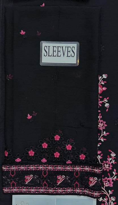 AZURE CHIFFON EMBROIDERED - BLACK CHERRY - 3 PC UNSTITCHED